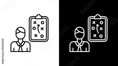 Manager Strategy Board Outline White Icon Set Design
