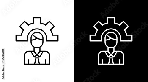 Manager Control Outline White Icon Set Design