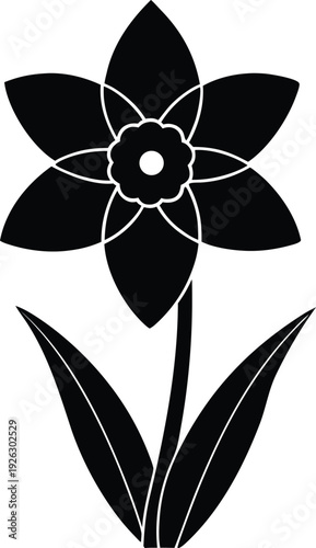 Daffodil silhouette vector art Illustration