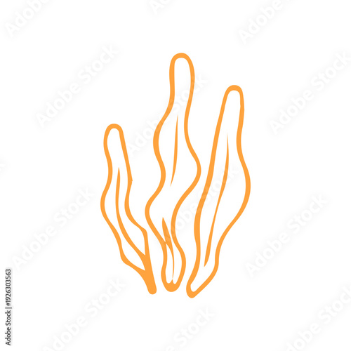 Orange Seaweed Outline Doodle
