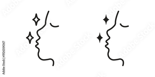 Glowing skin icon elements. A modern flat and line icons set