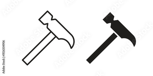 Hammer icon elements. A modern flat and line icons set