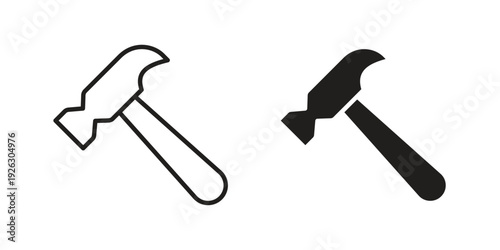 Hammer icon elements. A modern flat and line icons set
