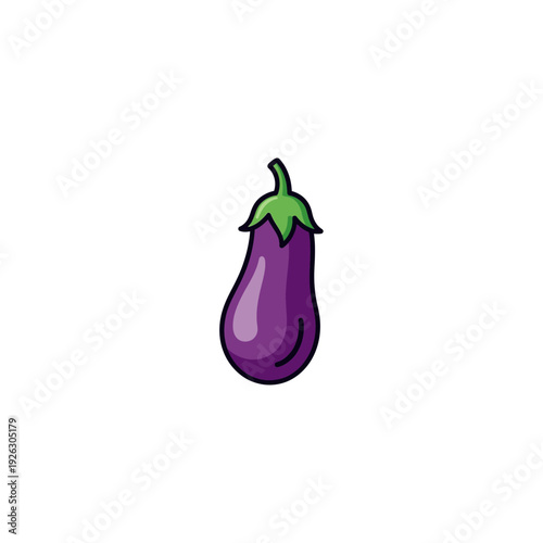 Fresh Purple Eggplant Vector Illustration