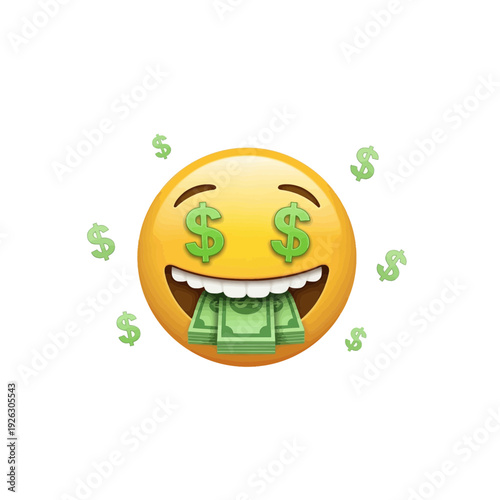 Emoji with Money in Mouth and Dollar Sign Eyes