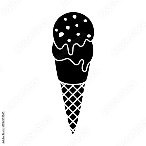 Ice cream vector icon. Waffle cone illustration sign. Ice lolly symbol. Frozen juice logo.
