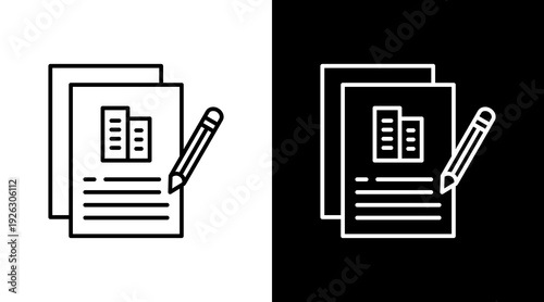 Corporate Records Outline White Icon Set Design