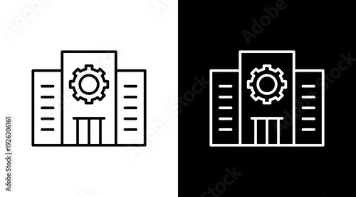 Office Management Outline White Icon Set Design