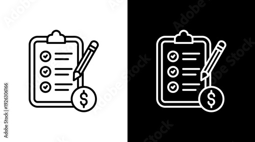 Administrative Checklist Outline White Icon Set Design