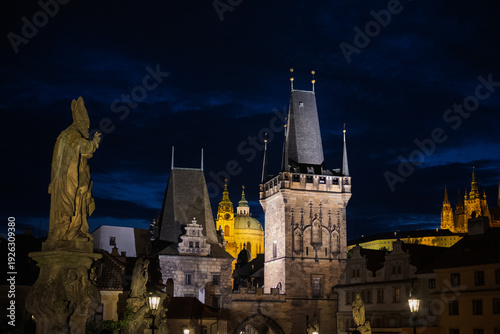 Wallpaper Mural Gothic Towers And Baroque Statues Of Charles Bridge Against Dark Evening Sky, Prague, Czech Republic Torontodigital.ca