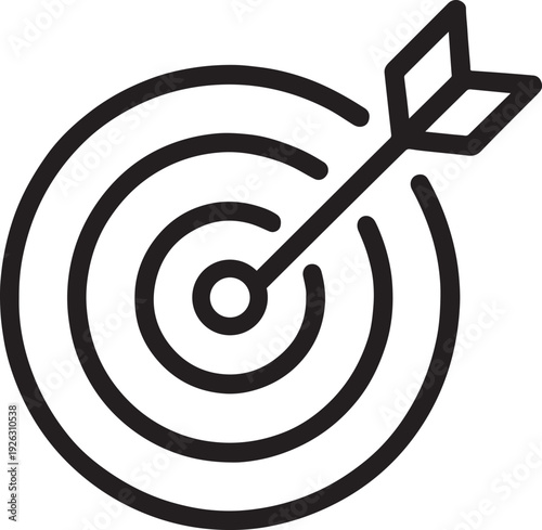 Target board with arrow hitting bullseye icon