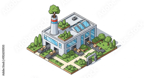 Isometric Illustration of Modern Office Building.
