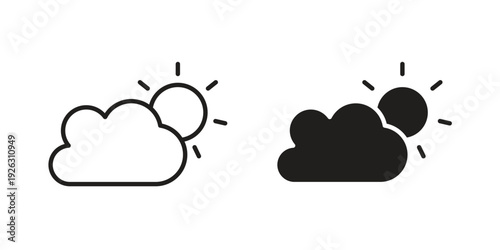 Partially cloudy icon elements. A modern flat and line icons set