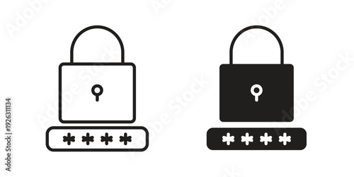 Password icon elements. A modern flat and line icons set