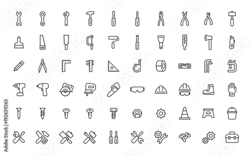 工具・DIYラインアイコンセット 50種類 ベクター素材