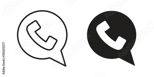 Phone call icon elements. A modern flat and line icons set