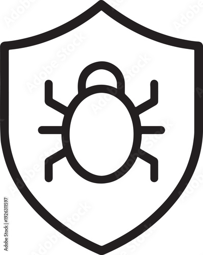 Shield with bug icon for malware protection