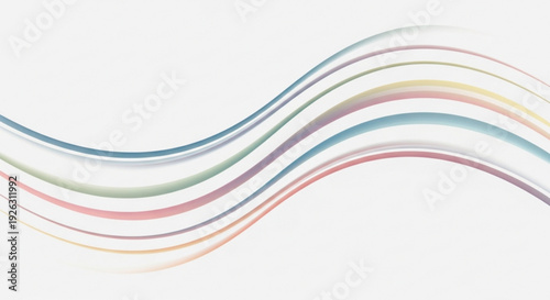 Multicolored wavy lines in pastel shades on white background abstract graphic design element for creative projects and presentations