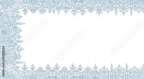 Elegant light blue floral border design with white background for invitations or cards
