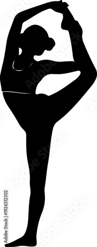 Black and White Silhouette of Female Gymnast Performing One Arm Handstand Split
