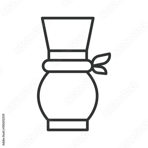 Chemex coffee maker icon in line design. chemex, pour over, glass coffee pot, manual brewing, barista tool, filter coffee, chemex pot. White background vector. Editable stroke icon