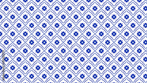Seamless pattern symmetric ornamental blue neon ornamental decorative with white background, background illustrator