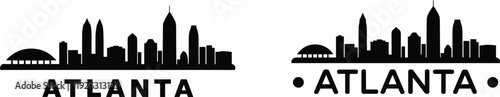 Atlanta skyline silhouette vector illustration in bold black styles, modern cityscape design, Georgia landmark architecture art for branding, travel posters, decor, and merchandise