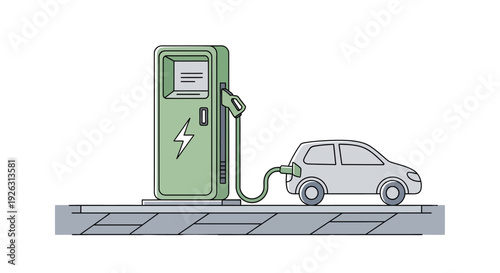electric car charging at a modern charging station, highlighting sustainable transportation and future mobility.