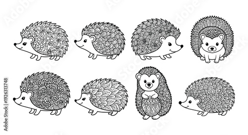 Intricate floral hedgehog patterns arranged in a neat grid formation