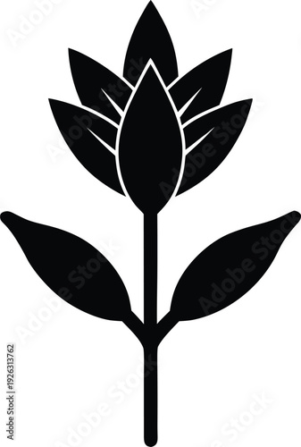 Sage Flower Flat Icon Style Silhouette Vector Art Illustration