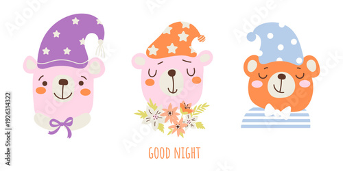 Funny bear heads vector clipart