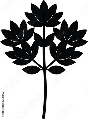 Sedum Flat Icon Style Silhouette Vector Art Illustration