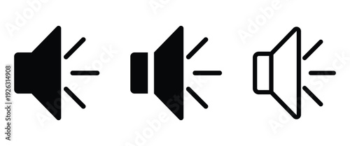 Loudspeaker icon. Vector Sound symbol isolated on a white background are used as video players, music apps, and operating system taskbars to manage sound output.