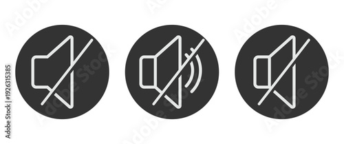  Flat style mute button icon. Mute volume symbol Vector Illustration designed for control audio playback on apps, videos, or system alerts.