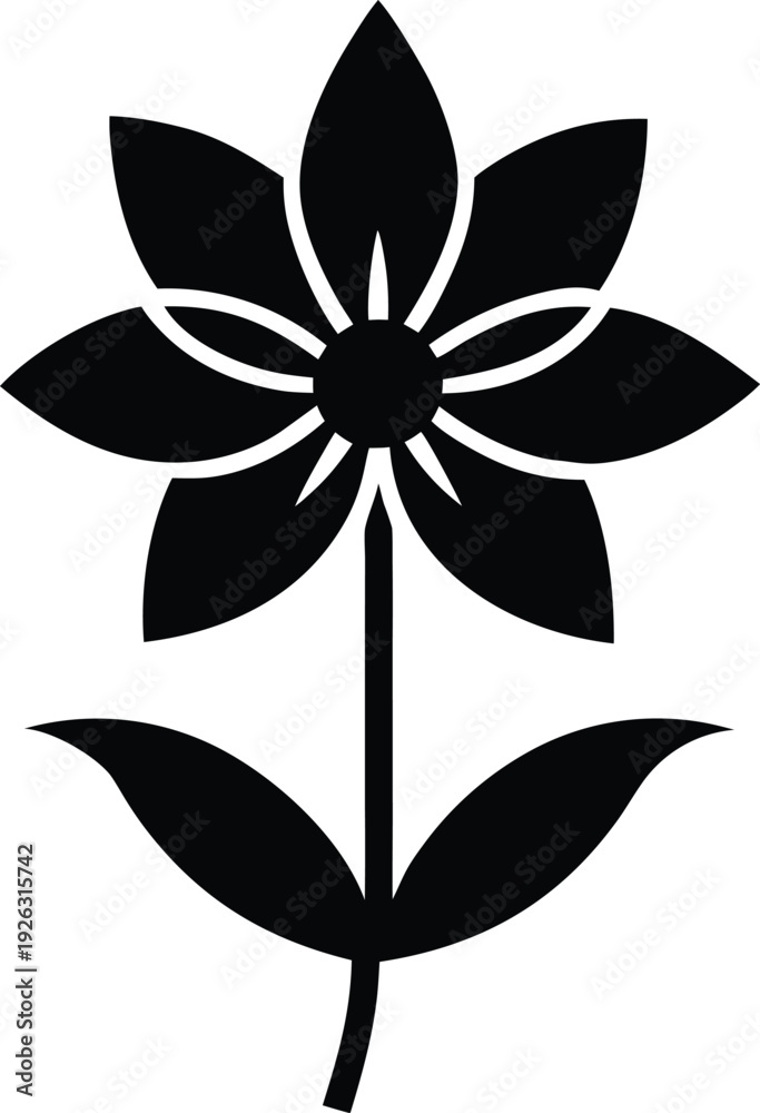 Obraz premium Stock Flower Flat Icon Style Silhouette Vector Art Illustration