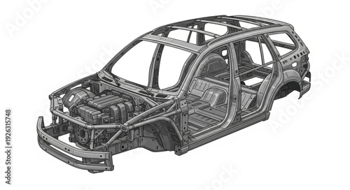 Car Chassis Metal Frame Structure Vehicle.