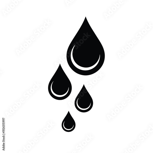 Quadro em tela Simple black and white graphic of four water droplets in descent