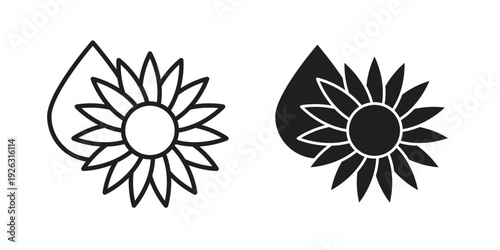 Sunflower oil icon elements. A modern flat and line icons set