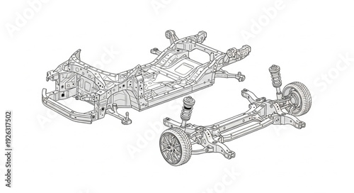 Detailed Mechanical Parts Assembly Disassembled View.