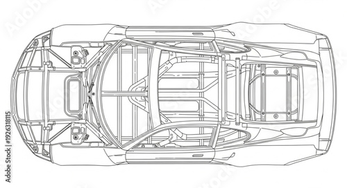 Detailed Technical Drawing of a Car.