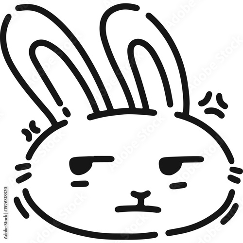 Angry rabbit doodle icon vector