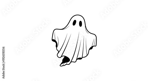 Cute Ghost Illustration - Simple Outline Drawing for Spooky and Fun Designs