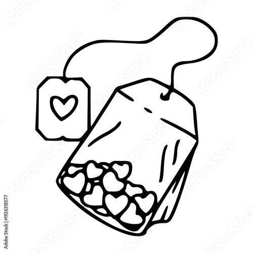 romantic tea bag sketch for wellness and self-care design