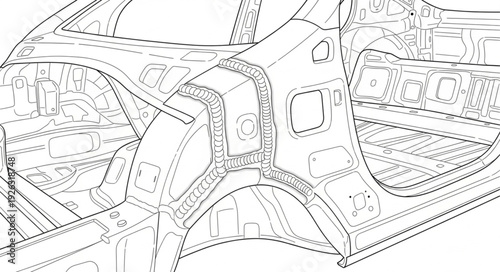 Detailed Technical Drawing of Car Interior.