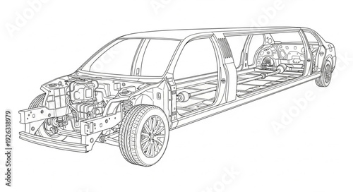 Detailed Technical Drawing of Car Interior.