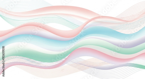 Pastel colored wavy lines on white background abstract design element for creative projects and presentations