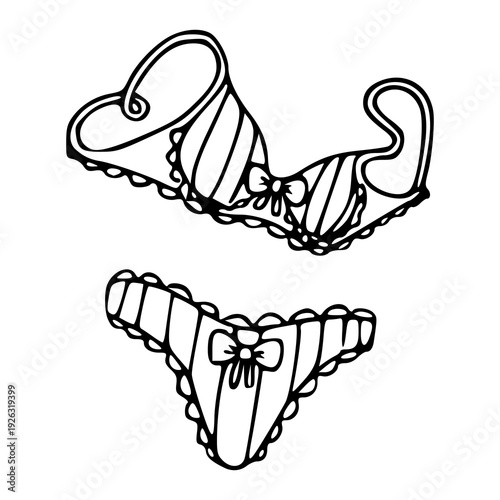 hand drawn bra and panty set vector for fashion design