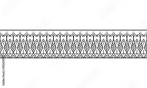seamless tribal tattoo bracelet with geometric ethnic ornament. Repeating monochrome border design suitable for arm band tattoo frame textile print packaging decoration and decorative borders.