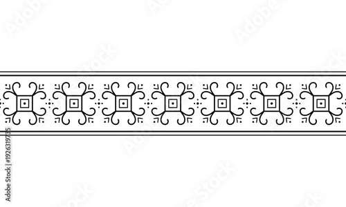 seamless tribal tattoo bracelet with geometric ethnic ornament. Repeating monochrome border design suitable for arm band tattoo frame textile print packaging decoration and decorative borders.
