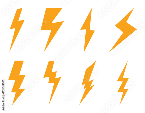 Vector collection of lightning and electric power icons are used for Represents speed,  indicates fast charging on mobile devices.